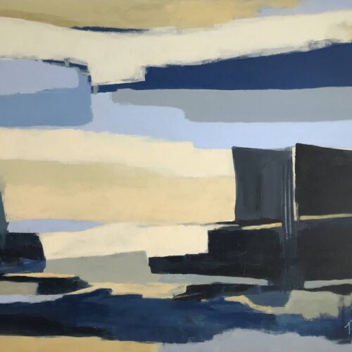 Ochre Horizon abstract landscape painting by Nancy Joyce