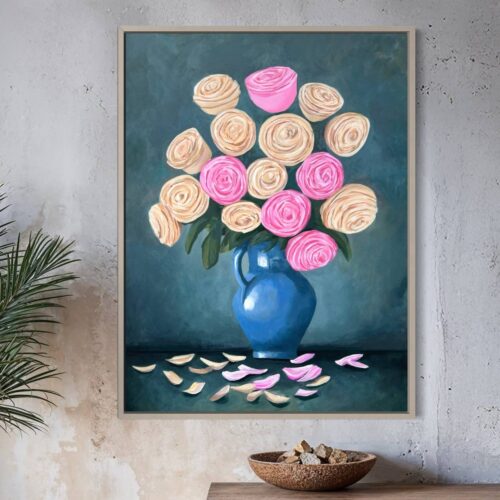 Cinnamon Bun Bouquet abstract painting of flowers by Nancy Joyce
