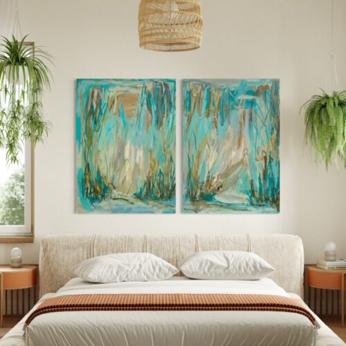Orbs In The Garden abstract landscape painting by Nancy Joyce