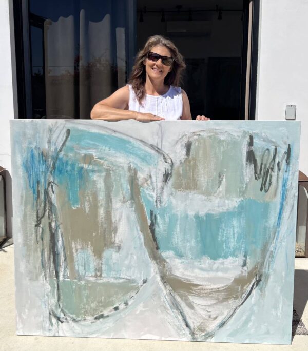 IMG_8292-scaled Infinity abstract painting pictured with artist Nancy Joyce