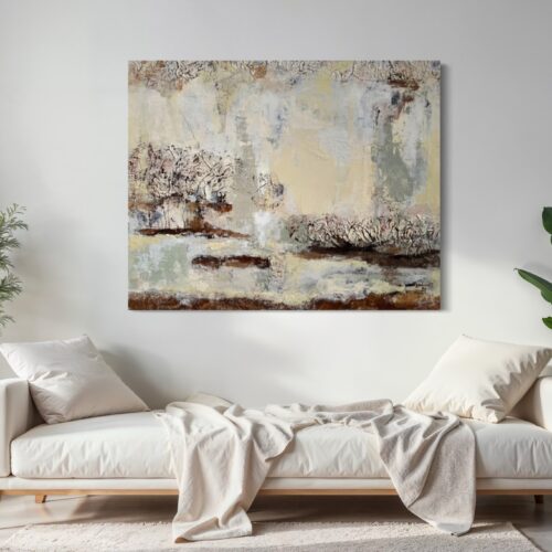 Nature’s Embrace abstract painting shown in an interior setting