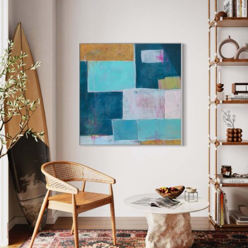 Mixed media abstract art painting by Nancy Joyce called Baja Blues