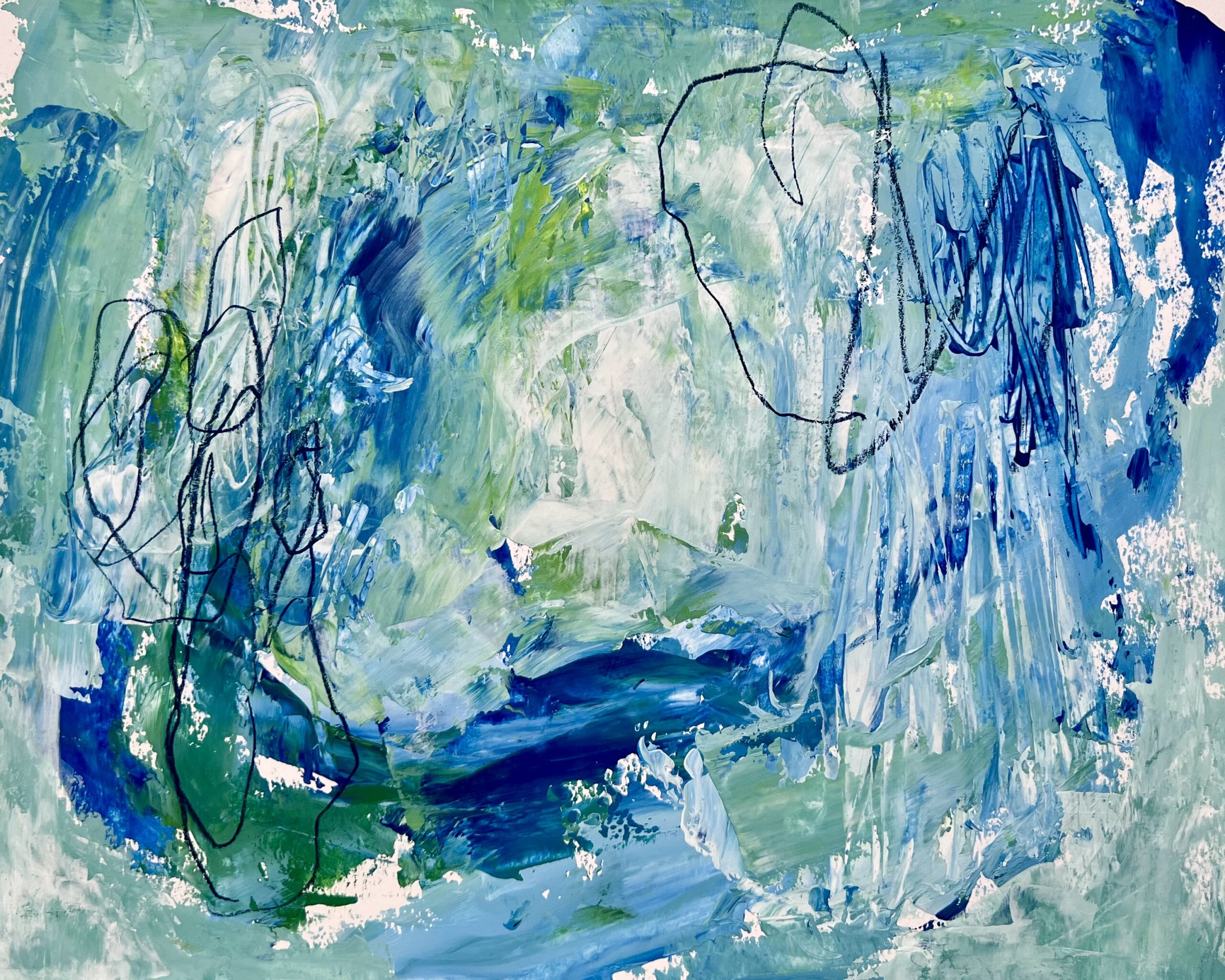 Blue Path original painting on paper by Nancy Joyce
