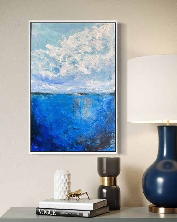 Fluffy Cloud abstract art painting by Nancy Joyce in room