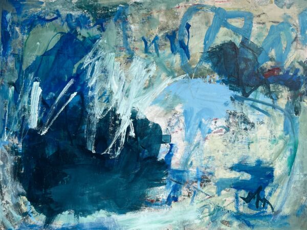 Messy Blue One abstract art painting by Nancy Joyce Original
