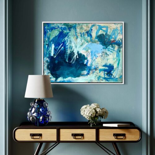Messy Blue One abstract art painting by Nancy Joyce