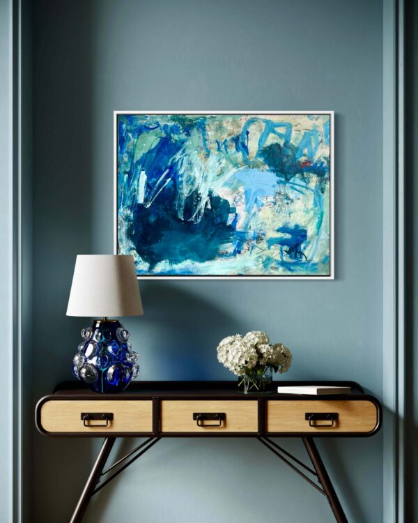 Messy Blue One abstract art painting by Nancy Joyce