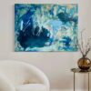 Messy Blue One abstract art by Nancy Joyce Original in white situ photo