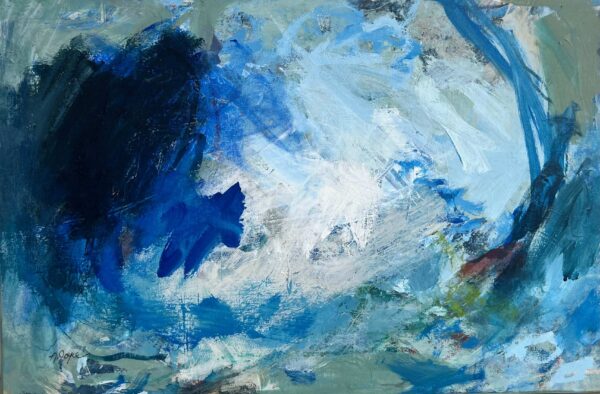Messy Blue Small abstract art painting by Nancy Joyce Original